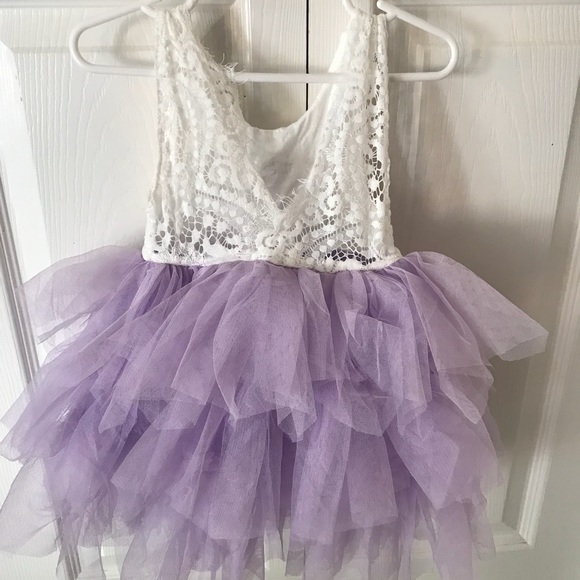 Lace tulle lavender flower girl dress - Picture 4 of 6
